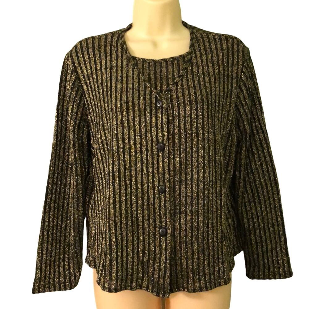 Lauren Lee Sparkle Layered Look Top Button Front Woman Size Medium Vintage